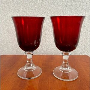 Ruby Red Water Goblets Stemmed Glass Wine